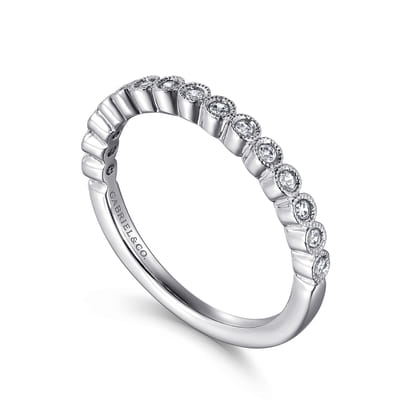 Crete - 14K White Gold Round Bezel Set Diamond Anniversary Band