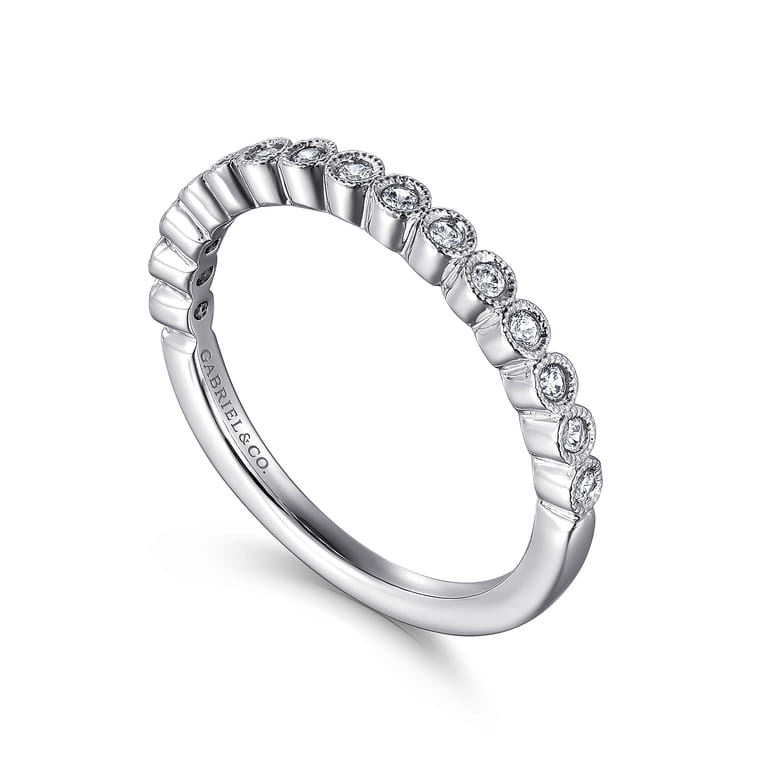 Straight Wedding Ring in 14k White Gold with Round Natural Diamond at Gabriel & Co. - Shot 3