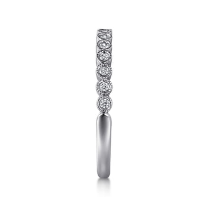 Crete - 14K White Gold Round Bezel Set Diamond Anniversary Band
