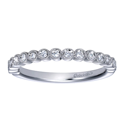 Crete - 14K White Gold Round Bezel Set Diamond Anniversary Band