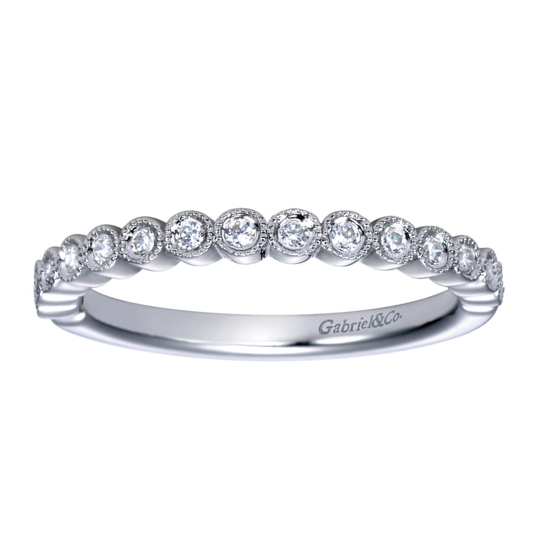 Straight Wedding Ring in 14k White Gold with Round Natural Diamond at Gabriel & Co. - Shot 5