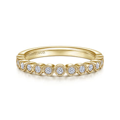 Crete - 14K Yellow Gold Bezel Set Diamond Anniversary Band