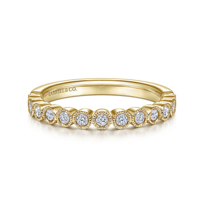 Crete - 14K Yellow Gold Bezel Set Diamond Anniversary Band