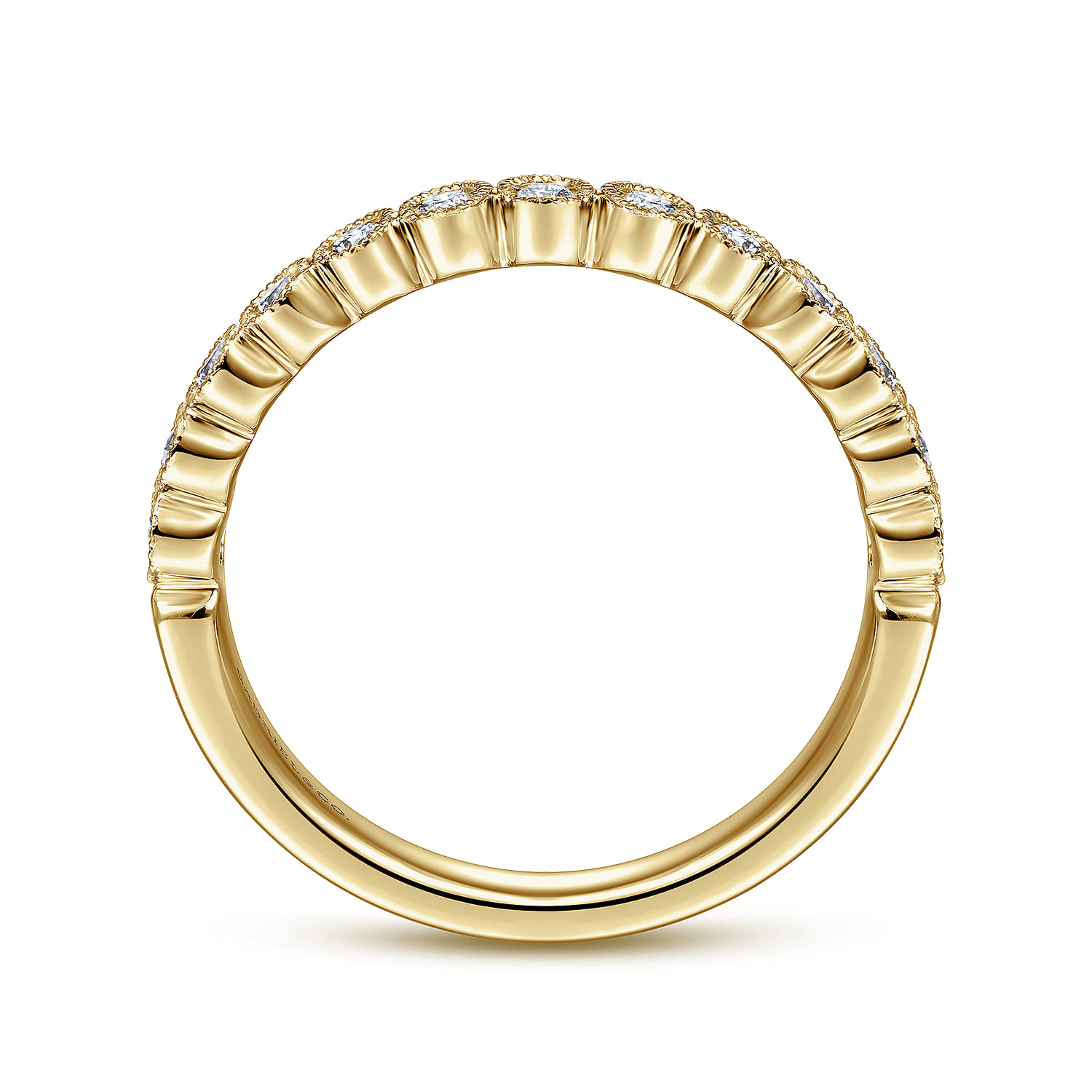 Straight Wedding Ring in 14k Yellow Gold with Round Natural Diamond at Gabriel & Co. - Shot 2