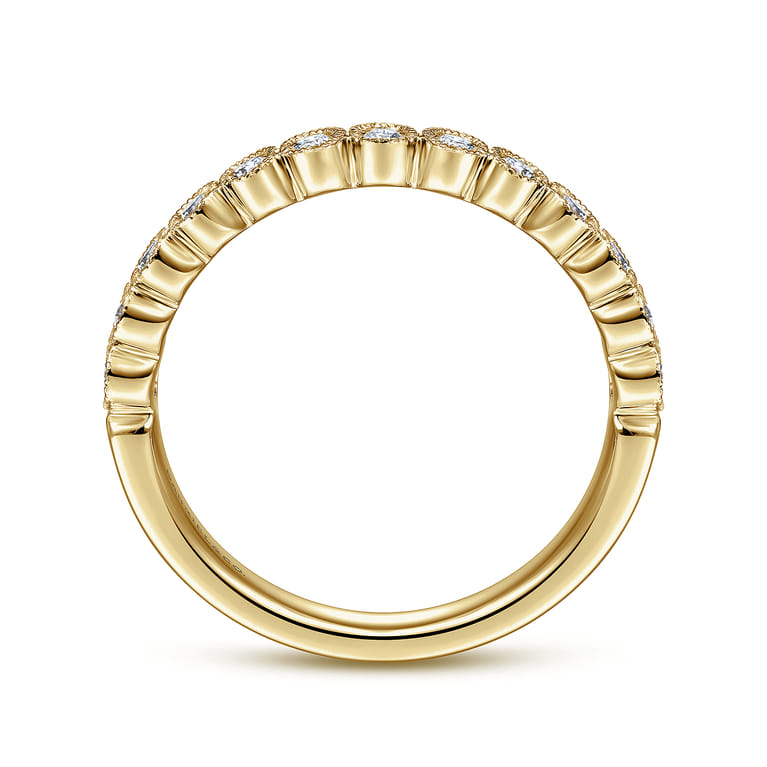 Straight Wedding Ring in 14k Yellow Gold with Round Natural Diamond at Gabriel & Co. - Shot 2
