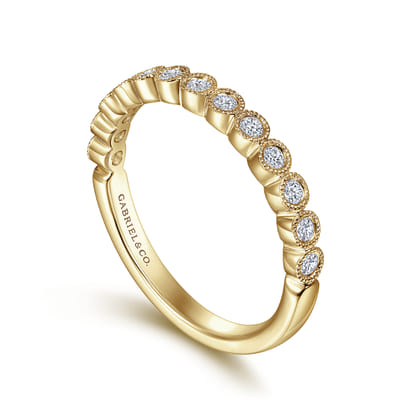 Crete - 14K Yellow Gold Bezel Set Diamond Anniversary Band