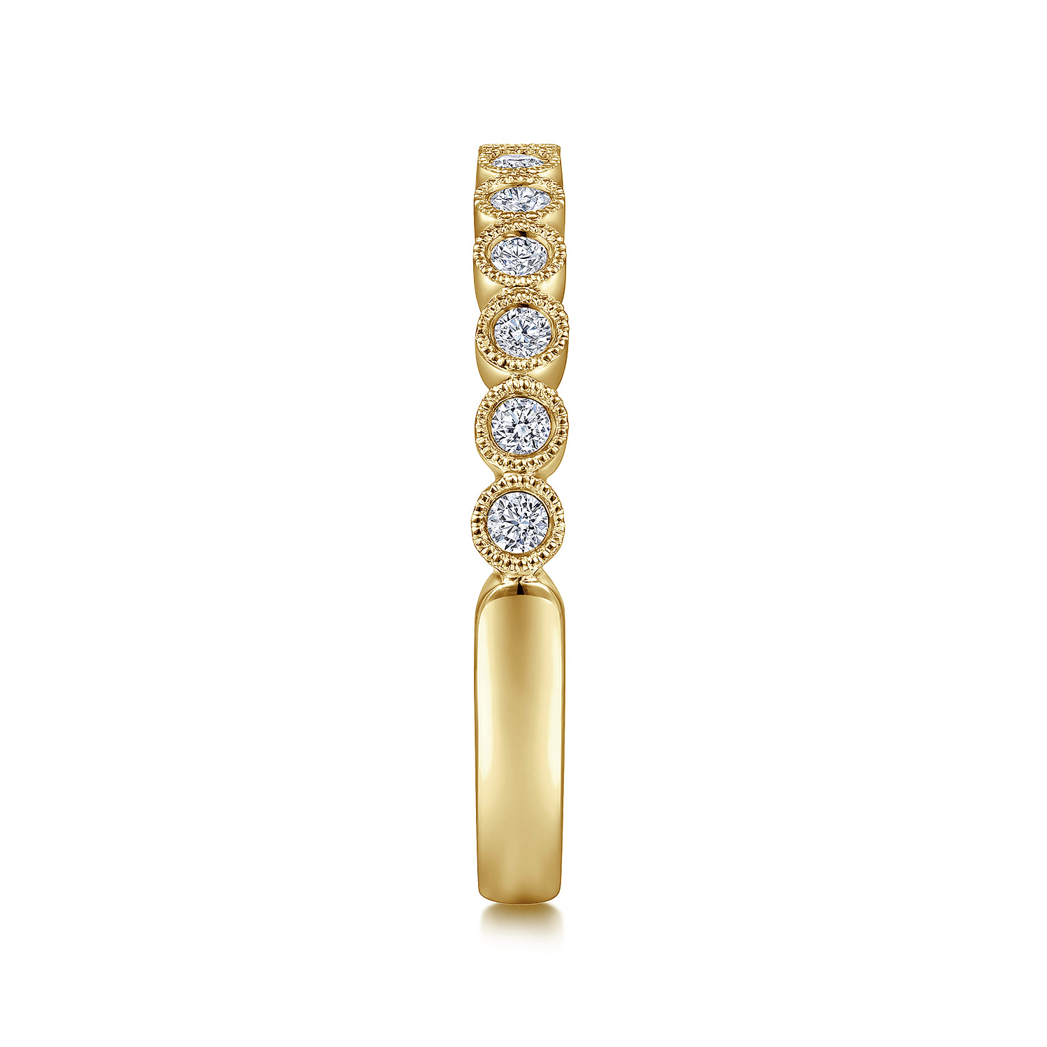 Straight Wedding Ring in 14k Yellow Gold with Round Natural Diamond at Gabriel & Co. - Shot 4