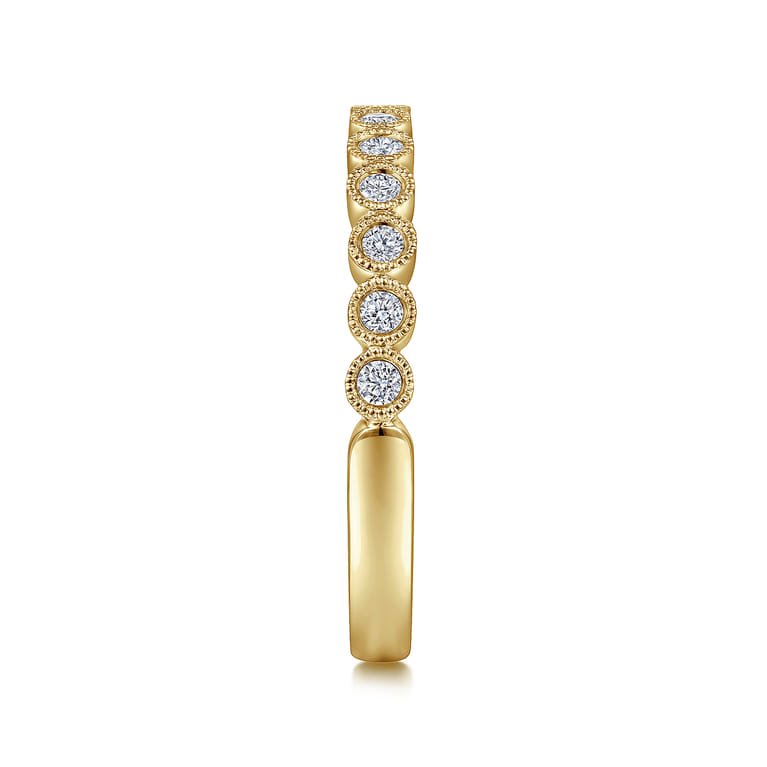 Straight Wedding Ring in 14k Yellow Gold with Round Natural Diamond at Gabriel & Co. - Shot 4