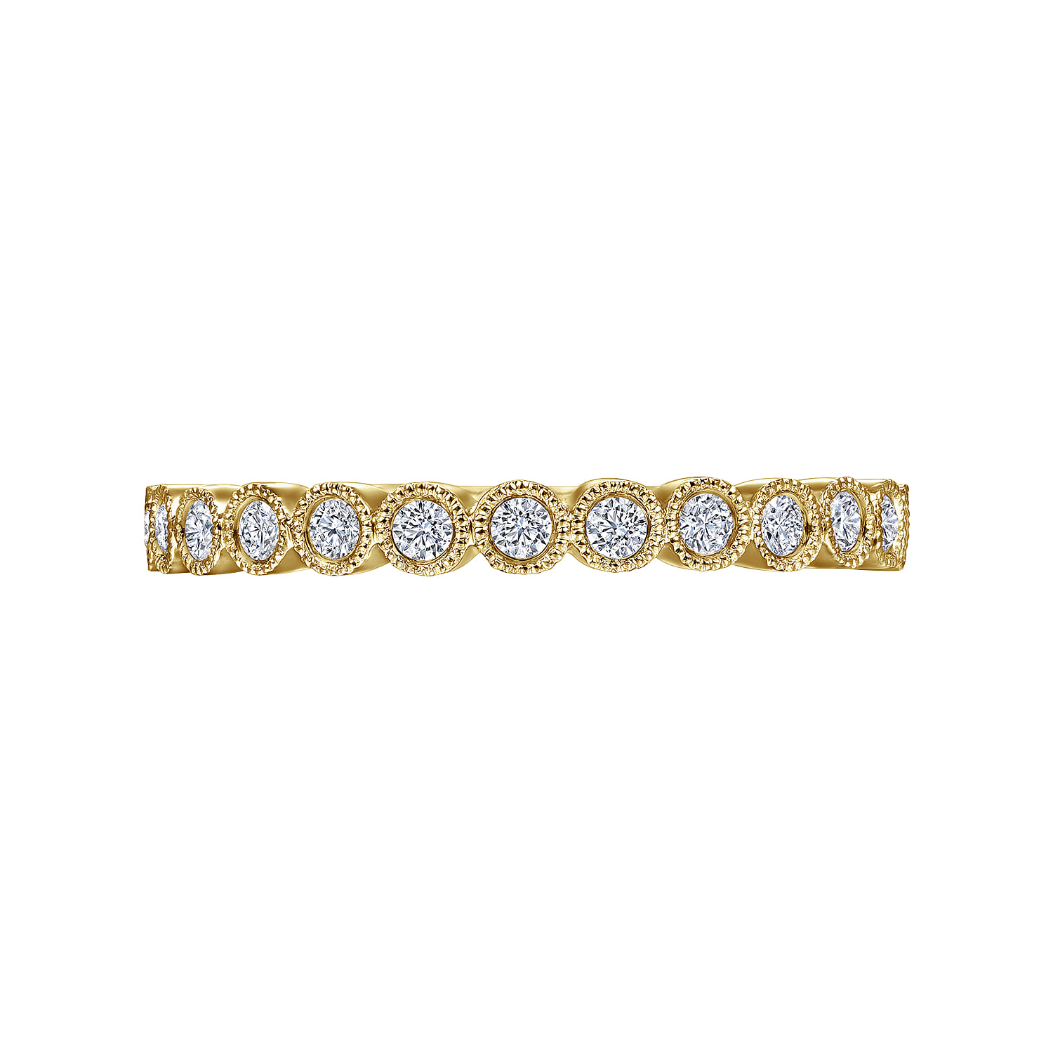 Straight Wedding Ring in 14k Yellow Gold with Round Natural Diamond at Gabriel & Co. - Shot 5
