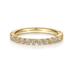 Crete - 14K Yellow Gold Bezel Set Diamond Anniversary Band