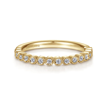 Crete - 14K Yellow Gold Bezel Set Diamond Anniversary Band