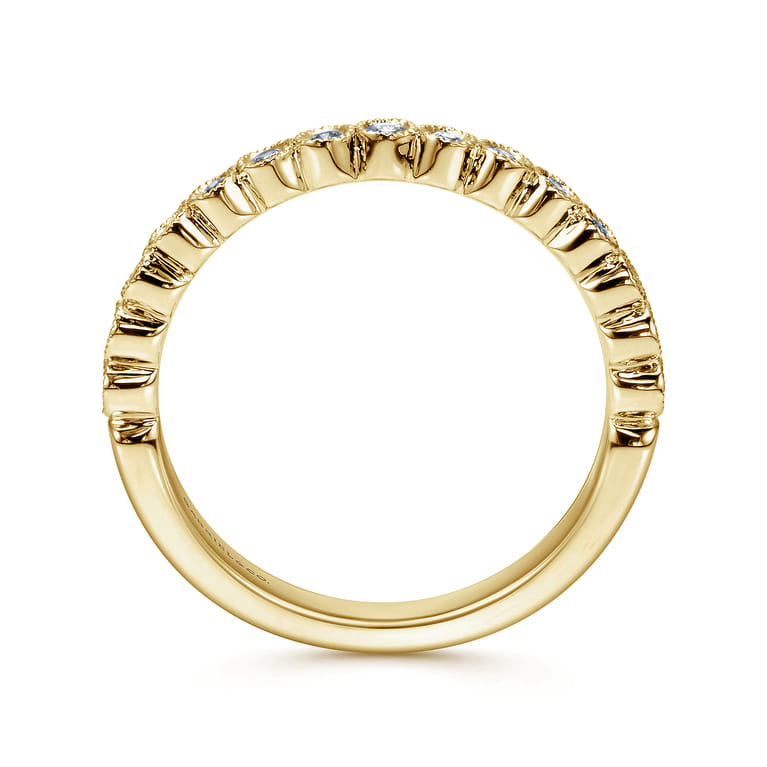 Straight Wedding Ring in 14k Yellow Gold with Round Natural Diamond at Gabriel & Co. - Shot 2