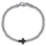 Cross Beaded Bracelet 925 Sterling Silver Black Spinel 4mm