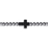 Cross Beaded Bracelet 925 Sterling Silver Black Spinel 4mm