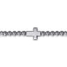 Cross Beaded Bracelet 925 Sterling Silver Black Spinel 4mm