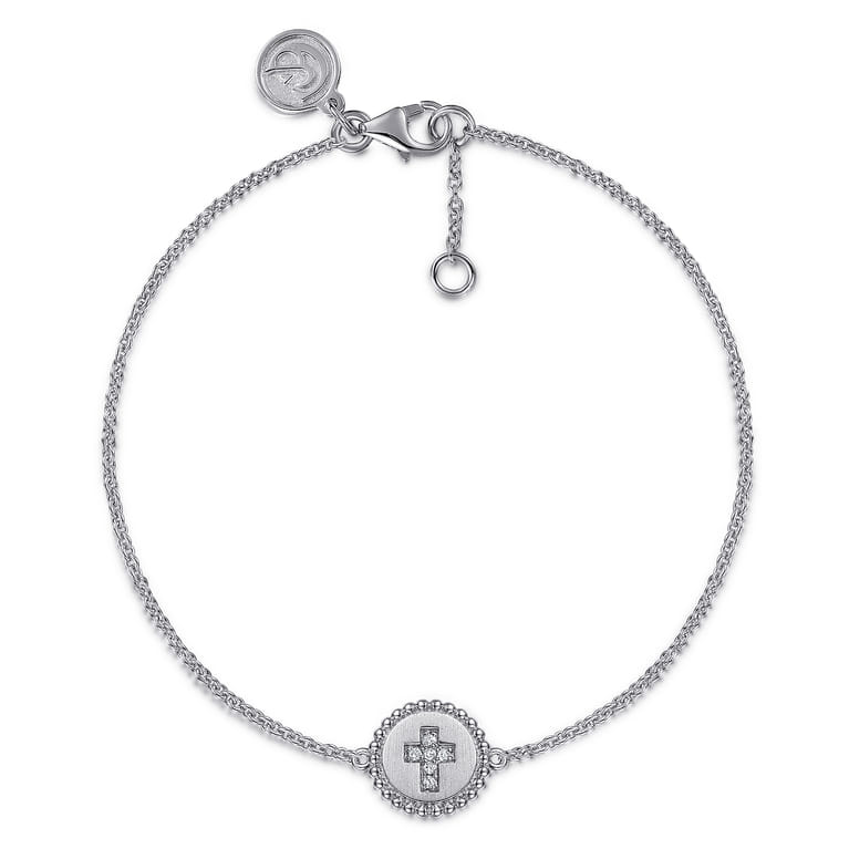 Cross Bracelet 925 Sterling Silver Diamond 0.03ct Bujukan - 0.03 ct - Shot 1
