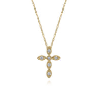 Cross Necklace 14K Yellow Gold Diamond 0.09ct