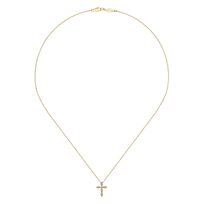 Cross Necklace 14K Yellow Gold Diamond 0.09ct