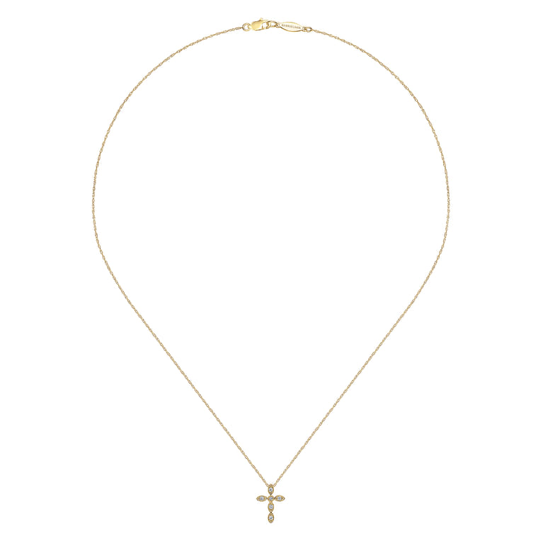 Cross Necklace 14K Yellow Gold Diamond 0.09ct - 0.09 ct - Shot 2