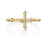Cross Ring 14K Yellow Gold Diamond 0.08ct - 0.08 ct