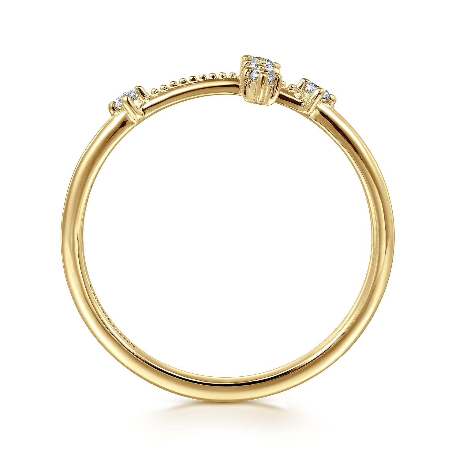 Cross Ring 14K Yellow Gold Diamond 0.08ct