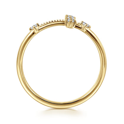 Cross Ring 14K Yellow Gold Diamond 0.08ct