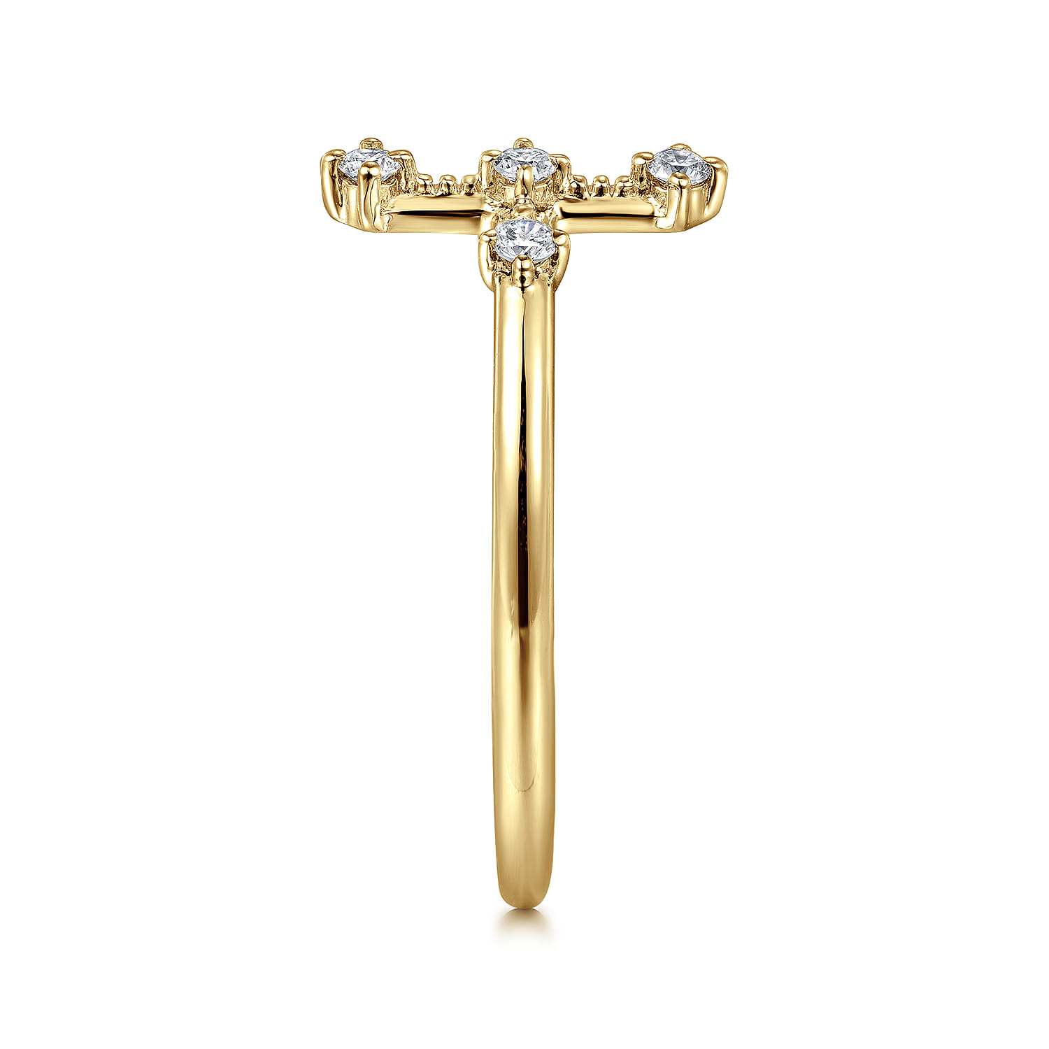 Cross Ring 14K Yellow Gold Diamond 0.08ct