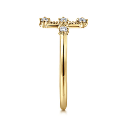 Cross Ring 14K Yellow Gold Diamond 0.08ct