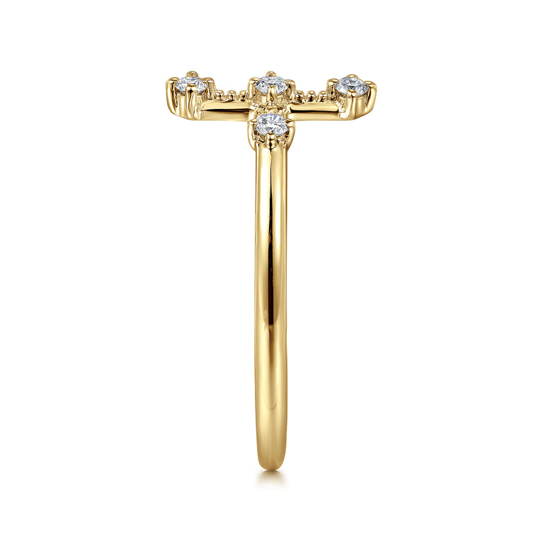 Cross Ring 14K Yellow Gold Diamond 0.08ct - 0.08 ct - Shot 4