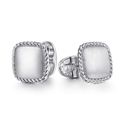 Cufflinks Twisted Rope Trim 925 Sterling Silver