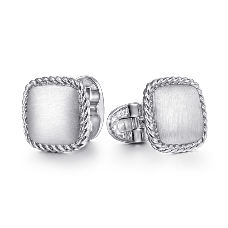 Cufflinks Twisted Rope Trim 925 Sterling Silver - Shot 1