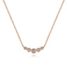 Curved 14K Rose Gold Bezel Set Diamond Bar Necklace - 0.1 ct