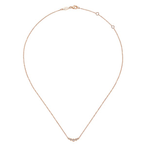 Curved 14K Rose Gold Bezel Set Diamond Bar Necklace