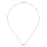 Curved 14K Rose Gold Bezel Set Diamond Bar Necklace - 0.1 ct