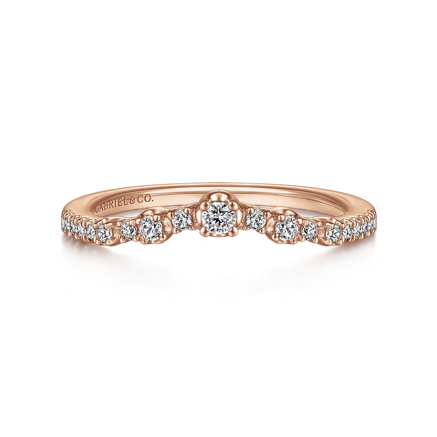 Curved-14K Rose Gold Diamond Anniversary Band