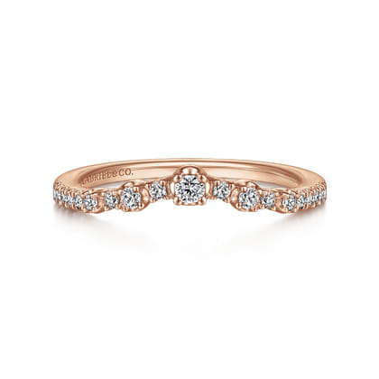 Curved-14K Rose Gold Diamond Anniversary Band