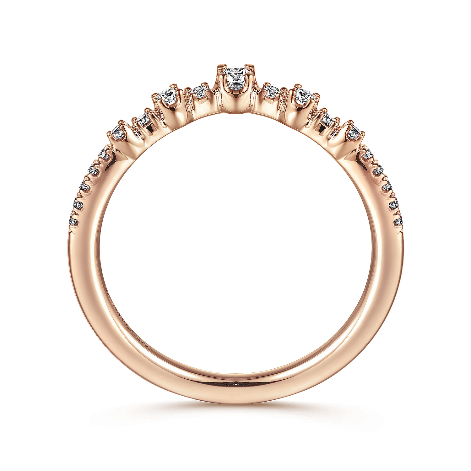 Curved-14K Rose Gold Diamond Anniversary Band