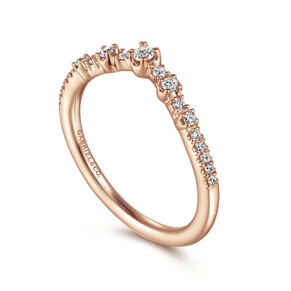 Curved-14K Rose Gold Diamond Anniversary Band