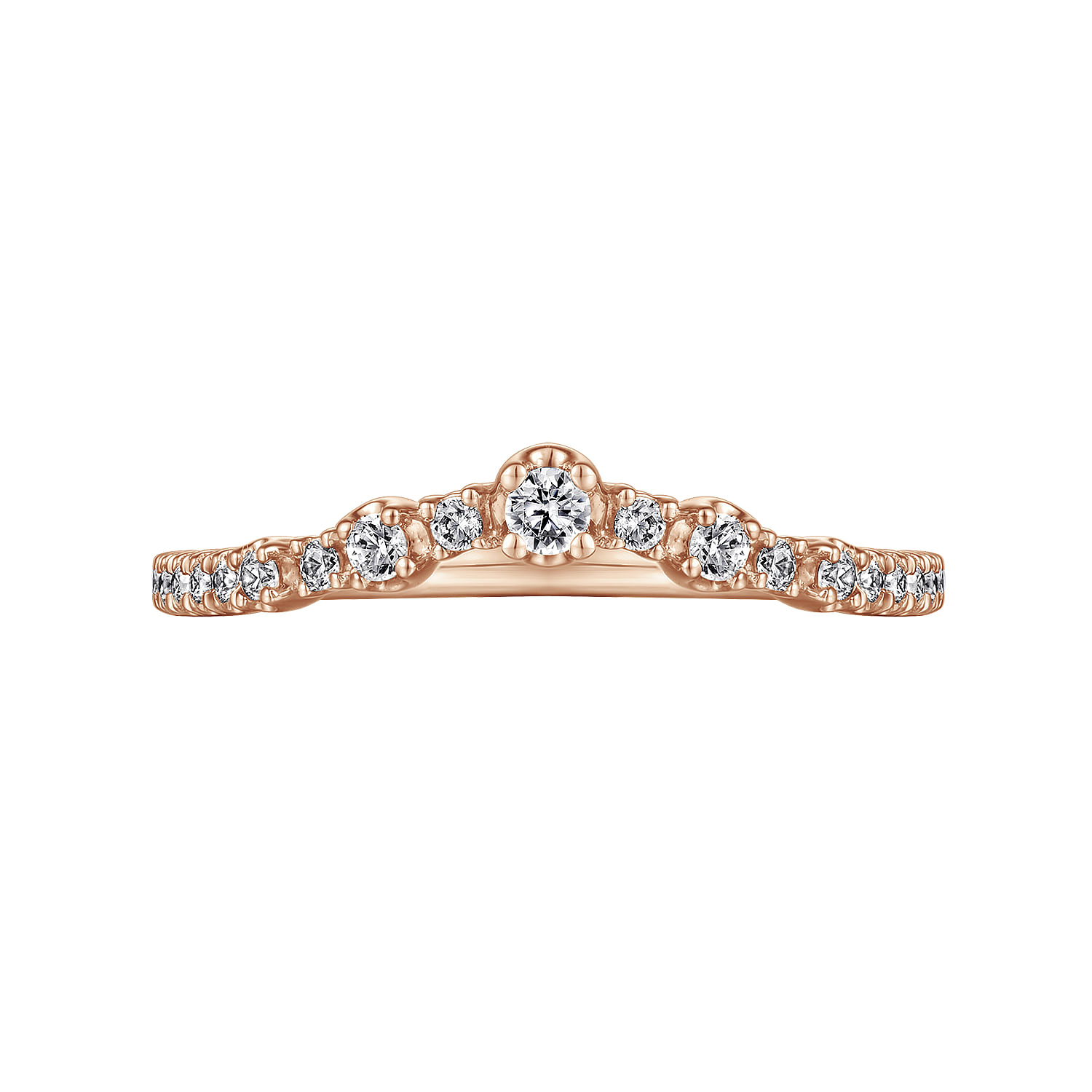 Curved-14K Rose Gold Diamond Anniversary Band