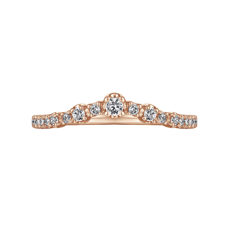 Curved-14K Rose Gold Diamond Anniversary Band