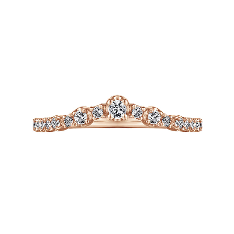 Curved Wedding Ring in 14k Rose Gold with Round Natural Diamond at Gabriel & Co. - Shot 6