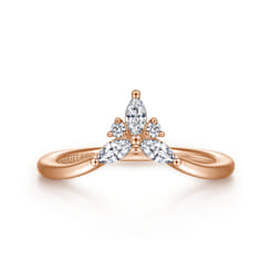 Curved 14K Rose Gold Marquise and Round Diamond Anniversary Band