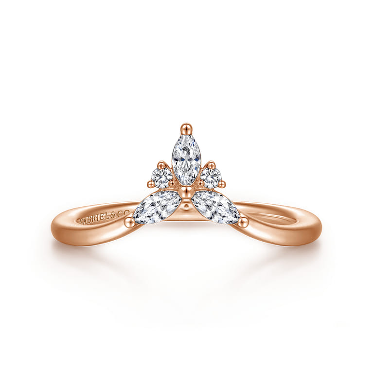 Curved Wedding Ring in 14k Rose Gold with  Natural Diamond at Gabriel & Co. - Shot 1