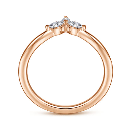 Curved 14K Rose Gold Marquise and Round Diamond Anniversary Band