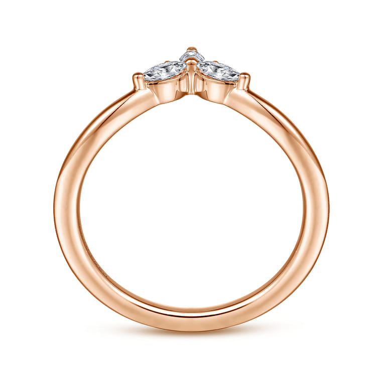 Curved Wedding Ring in 14k Rose Gold with  Natural Diamond at Gabriel & Co. - Shot 2