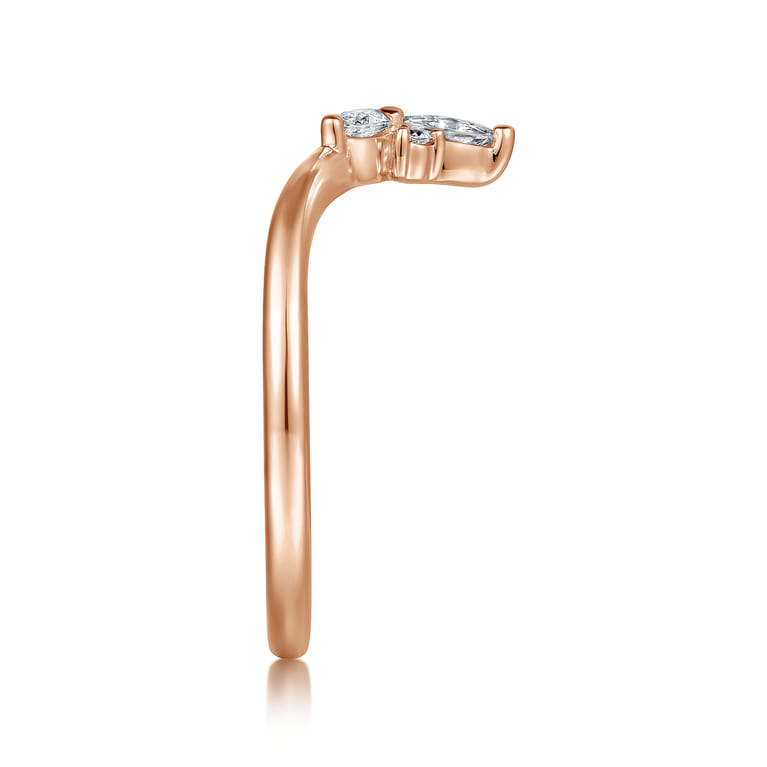 Curved Wedding Ring in 14k Rose Gold with  Natural Diamond at Gabriel & Co. - Shot 4