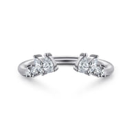 Curved 14K White Gold Bursting Diamond Open Anniversary Ring