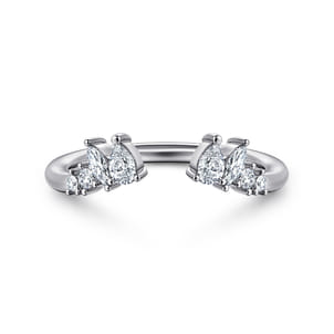 Curved 14K White Gold Bursting Diamond Open Anniversary Ring