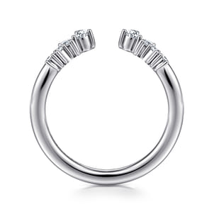 Curved 14K White Gold Bursting Diamond Open Anniversary Ring
