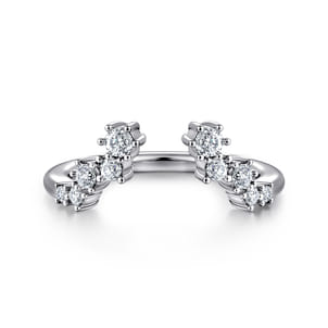 Curved 14K White Gold Cluster Diamond Open Anniversary Ring